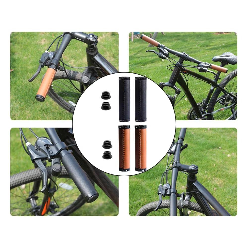 Leather Material Bike Leather Handle Cover Shock-absorbing Bike Cowhide Grip Bicycle Accessory