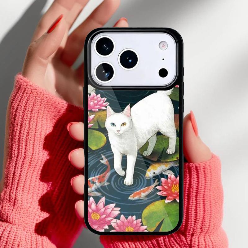 Cute Cat Painting Phone Case for iPhone 17 16 15 14 13 Pro Max Back Cover for 12 11 Pro Coque