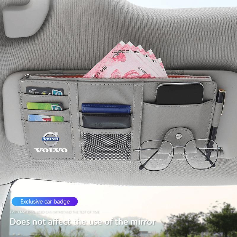Car Sunshade Storage Bag Multifunctional Glasses Clip Box For Volvo Xc60 Xc90 V40 V60 S60 V50 V90 S80 C40 XC40 V70 XC70 C30 C70