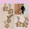 Gold Flower Earrings With Rhinestones For Women Gift Weddings And Celebrations