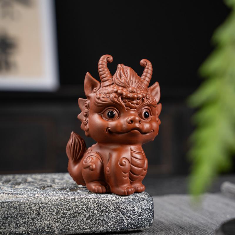 Фиолетовый песок Счастливый зодиакальный дракон Чайный питомец Украшения Креативный персонализированный домашний чайный столик и чайный сервиз Аксессуары