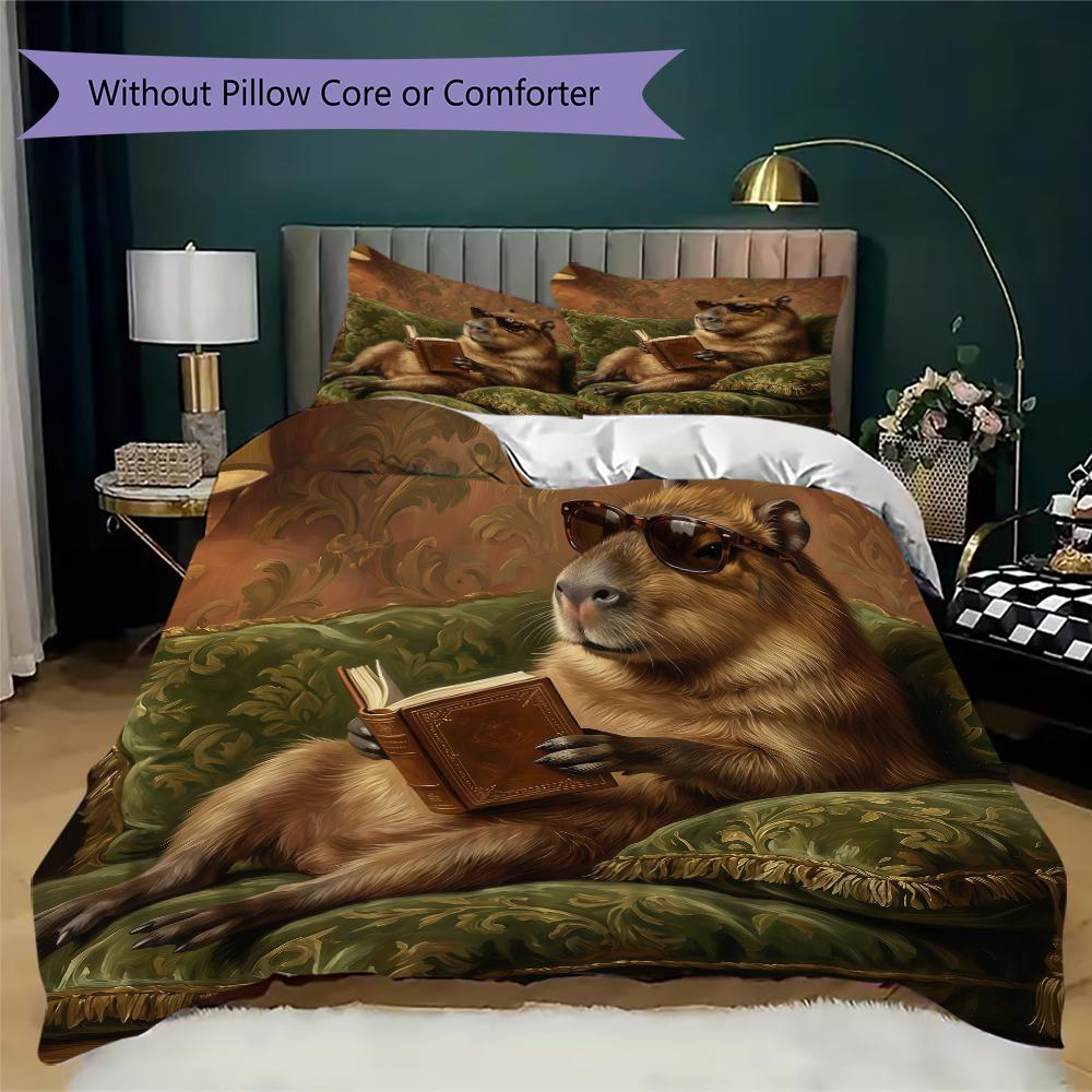 Cute Animal Pattern Bedding uilt Set uilt Cover Pillowcase Home Decoration Birthday Gift (1 * duvet cover + 2 * pillowcase without core)