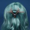 Nordic Gothic Crow Skull Antler Hairpin – Viking Headdress Halloween Hair Accessory