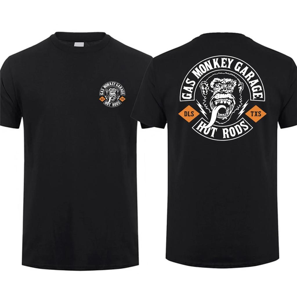 Футболка мужская из хлопка Amazing Tees, повседневная, большого размера, Gas Monkeys Garage Hot Rods Circle Logo Limited, двухсторонняя футболка, мужские футболки