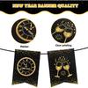 Happy New Years Eve Party Decorations, New Year Party Supplies - Black and Gold Banner (NYE B)