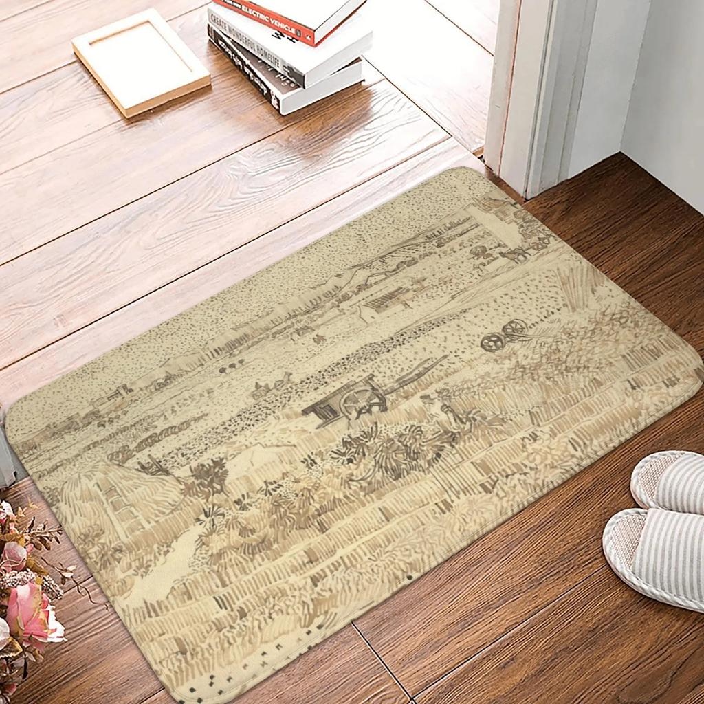 Twelve Sunflowers Carpet Retro Art Flower Anti Slip Floor Mat Kitchen Bedroom Entrance Carpet Home Party Warm Decoration