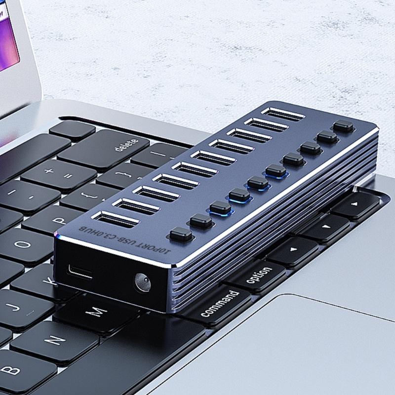 Адаптер-док-станция USB3.0 с 4/7/10 портами 5 Гбит/с DC2V для быстрой передачи данных и зарядки устройств