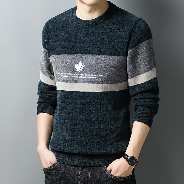 Осенне-зимний бархатный синельный свитер с круглым вырезом для мужчин, модные пуловеры, модная утепленная базовая рубашка, новая мужская одежда