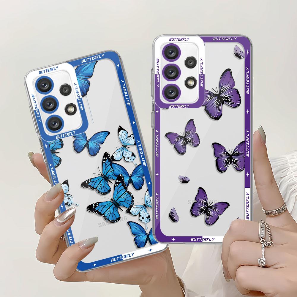 Capa Retro Butterfly Pattern Phone Case for Samsung Galaxy A23 A33 A24 A34 A13 A73 5G A14 4G A25 A54 A15 Cover Clear Silicone