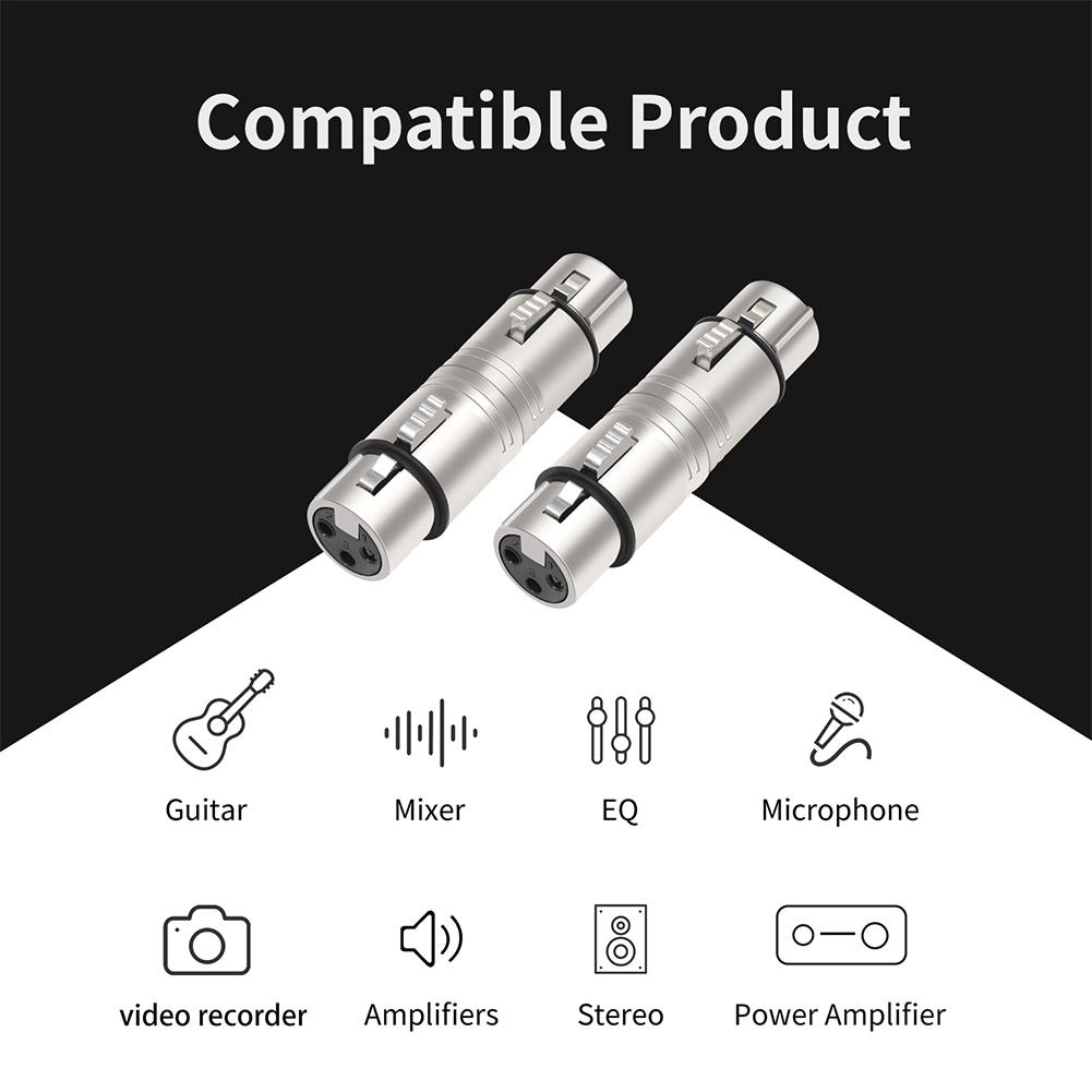 Адаптер XLR гнездо - гнездо XLR гнездо - гнездо 3-контактный разъем Аудио Микрофон Адаптер Разъем для Микрофона Стерео Микшера