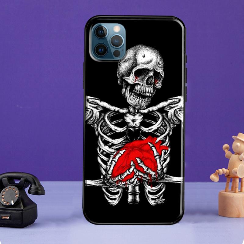 Gothic Fashion Skull Case For iPhone 11 14 Pro Max SE 2020 XR X XS Max 6S 7 8 Plus Cover For iPhone 12 13 Mini