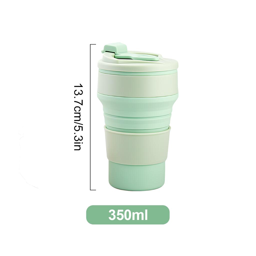 Leeseph Collapsible Travel Cup, Silicone Portable Drinking Mug with Lid for Water, Coffee, Drinks for Hiking & Picnic(350/500ML)