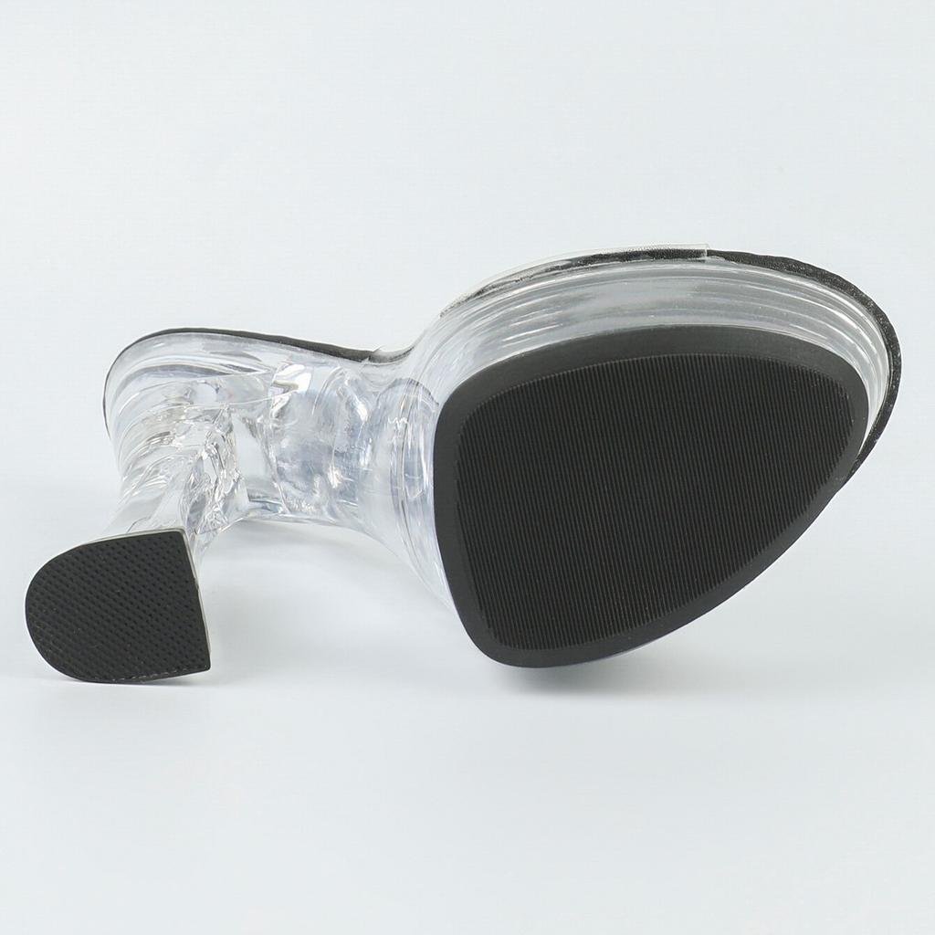 Женская обувь, весенние пикантные сандалии на прозрачном каблуке, тапочки, обувь для вечеринок и клубов, каблук 14 см, платформа 4 см, LFD-B3506