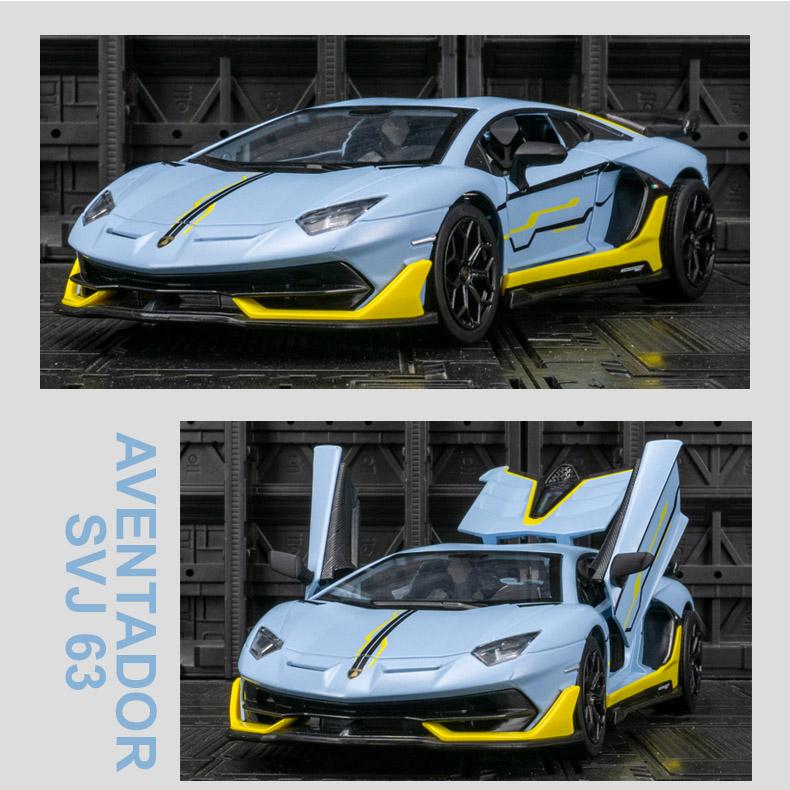 1:24-масштабная миниатюрная модель суперкара Aventador SVJ63 из сплава, откидной автомобиль со звуком и светом для детей и взрослых, коллекция подарков