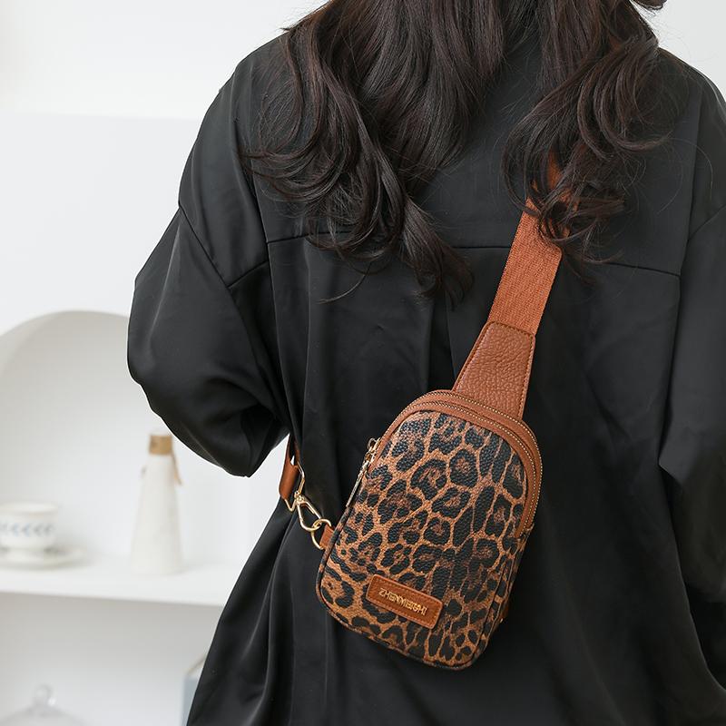 Женская нагрудная сумка с леопардовым принтом, сумка через плечо, легкая дорожная сумка