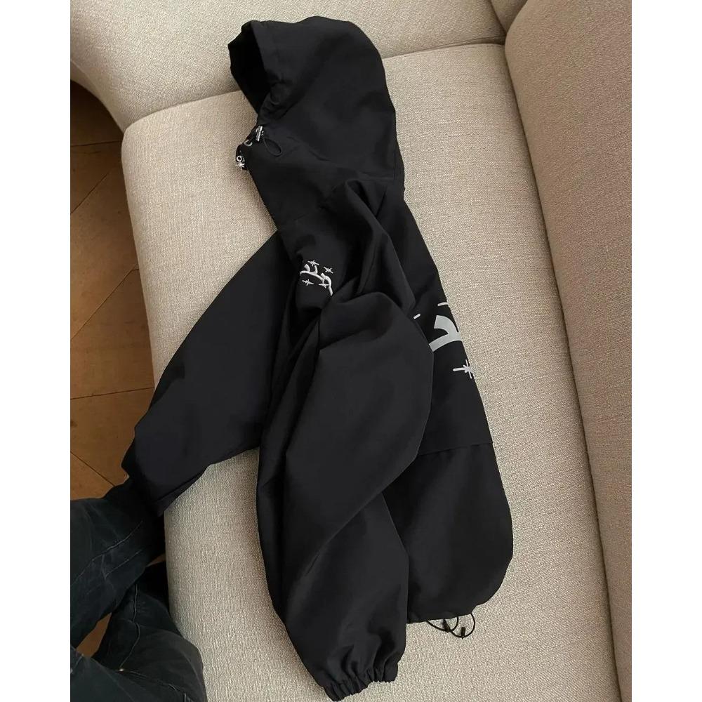 ZYLLO Уличная одежда Y2k Олимпийка Ретро Классический принт Ветровка на молнии Толстовка с капюшоном Мужская Женская Мода Харадзюку Куртка-бомбер Топы