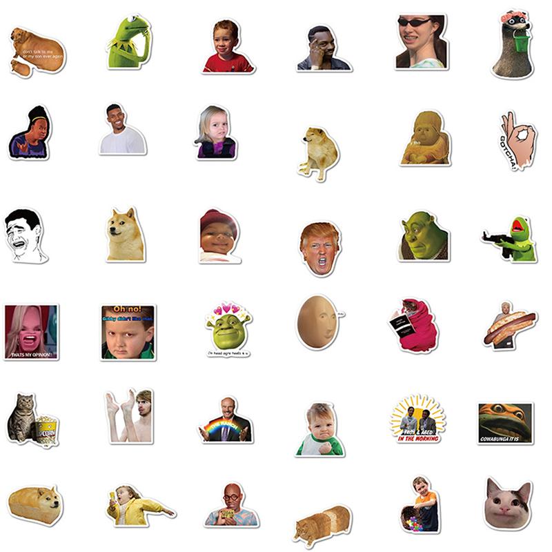 50Pcs Funny Expression Stickers Waterproof Laptop Luggage Skateboard Decals