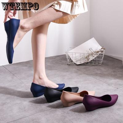 Модные низкие галоши на танкетке, женские туфли на толстой подошве, водонепроницаемые, нескользящие, мягкие и удобные корейские резиновые туфли