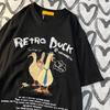 Футболка с короткими рукавами Three Ducks Ah American Retro Cartoon Printed для мужчин и женщин, свободная и универсальная, для студентов