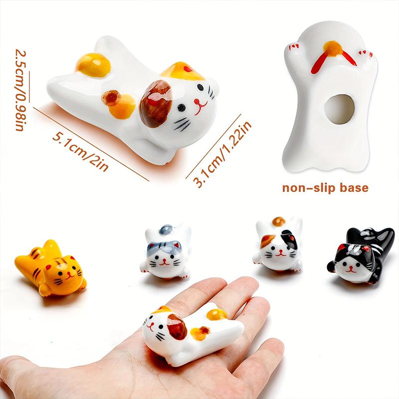 1 Piece of Chinese Style Creative Cat Durable Chopstick Holder Ceramic Cute Holder Portable Holder Decoration
