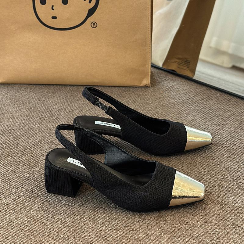 Толстый каблук толстая подошва сумка голова сандалии женские 20243 новый стиль феи мода темперамент высокие каблуки модные туфли ins