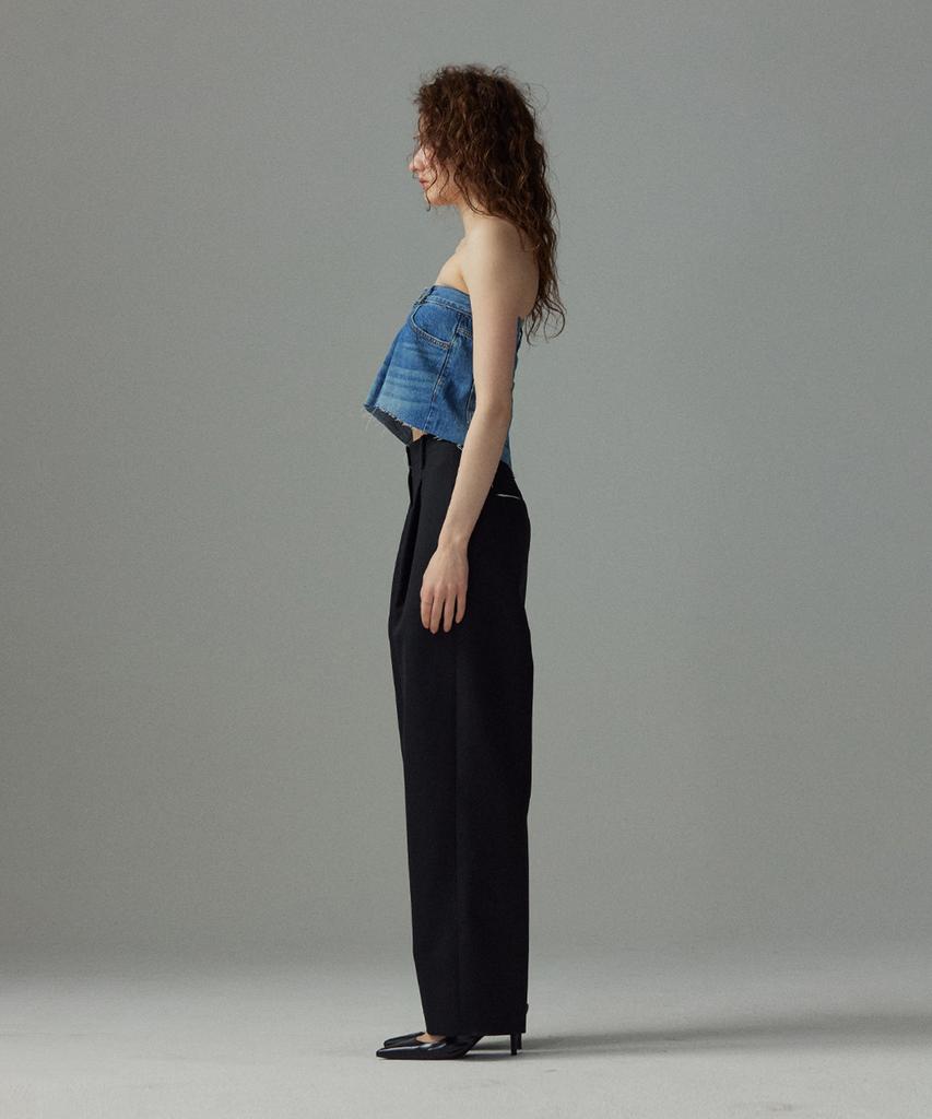 Meuameu Wool Pin Tuck Slacks