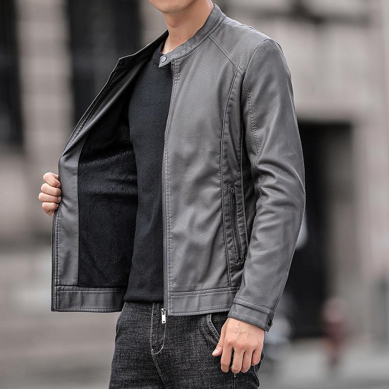Весенняя мужская кожаная куртка в корейском стиле, тонкая мотоциклетная куртка из искусственной кожи, модная, красивая, повседневная мужская куртка для мужчин