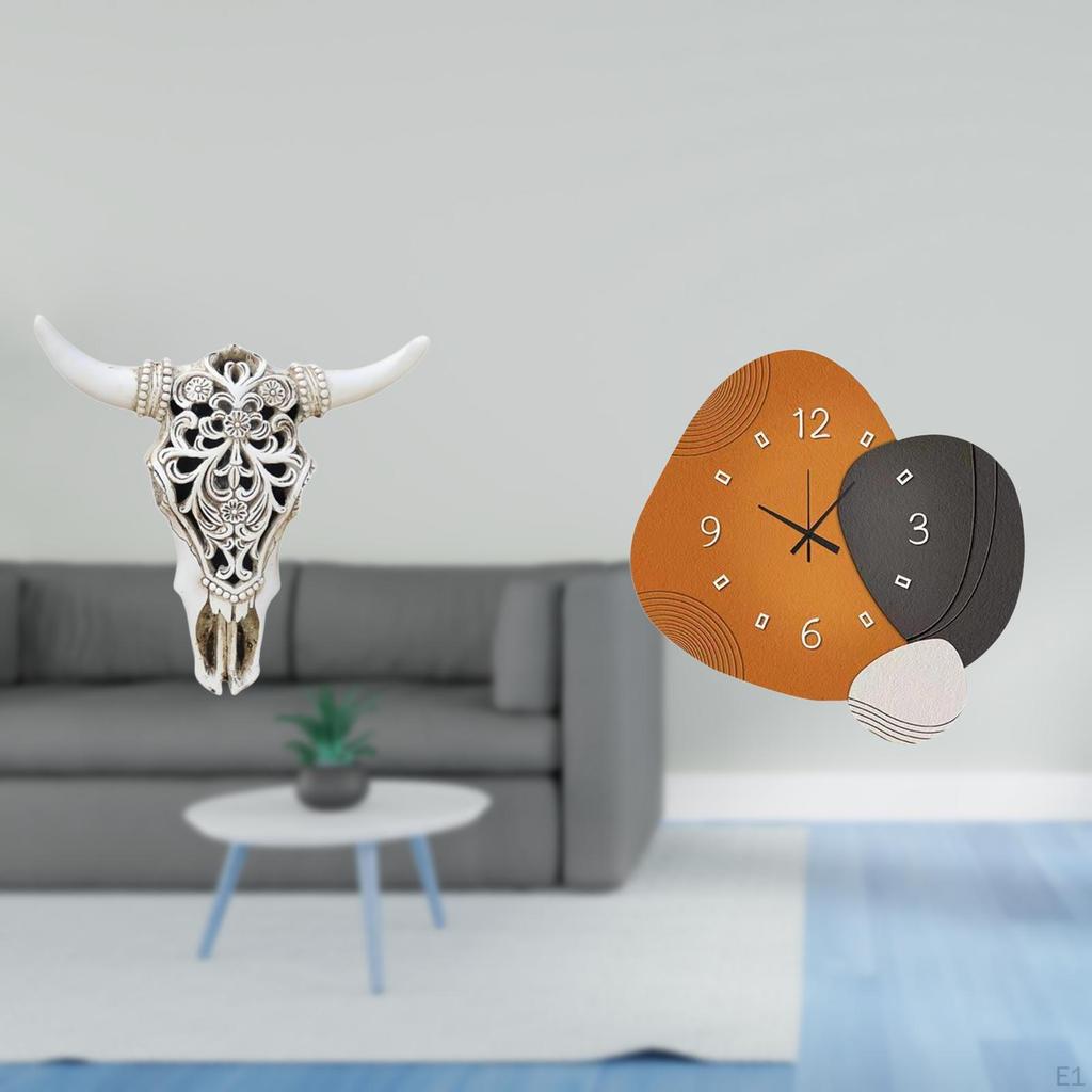 Племенная скульптура головы быка и современный декоративный настенный clock ornament Art для офиса, фермерского дома