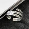 Yizizai Vintage Mutil-Layer Letter Thai Silver Color Rings Personality Adjustable Opening Ring For Women Party Gift