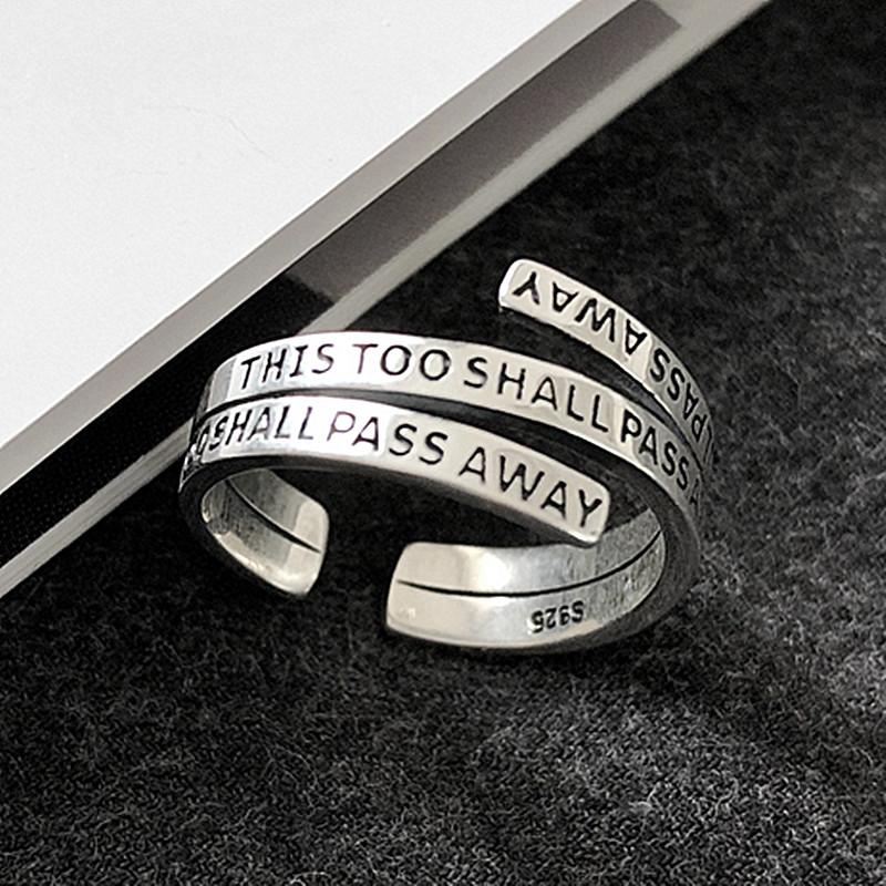 Yizizai Vintage Mutil-Layer Letter Thai Silver Color Rings Personality Adjustable Opening Ring For Women Party Gift