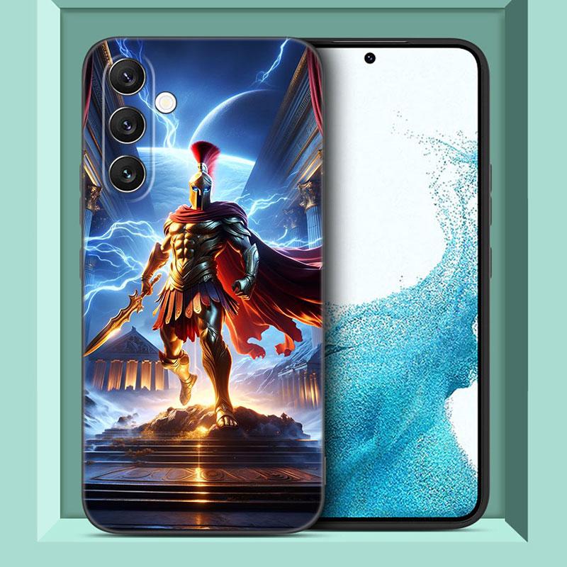 Spartan Black Phone Case For Samsung A13 A22 A24 A32 4G A23 A25 A34 A35 A52S A53 A54 A55 A73 5G A12 A14 A15 A31 A33 A50 A51 A72