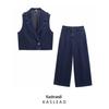 2025 Spring Women's European & American Style Short Denim Vest with Casual Long Pants