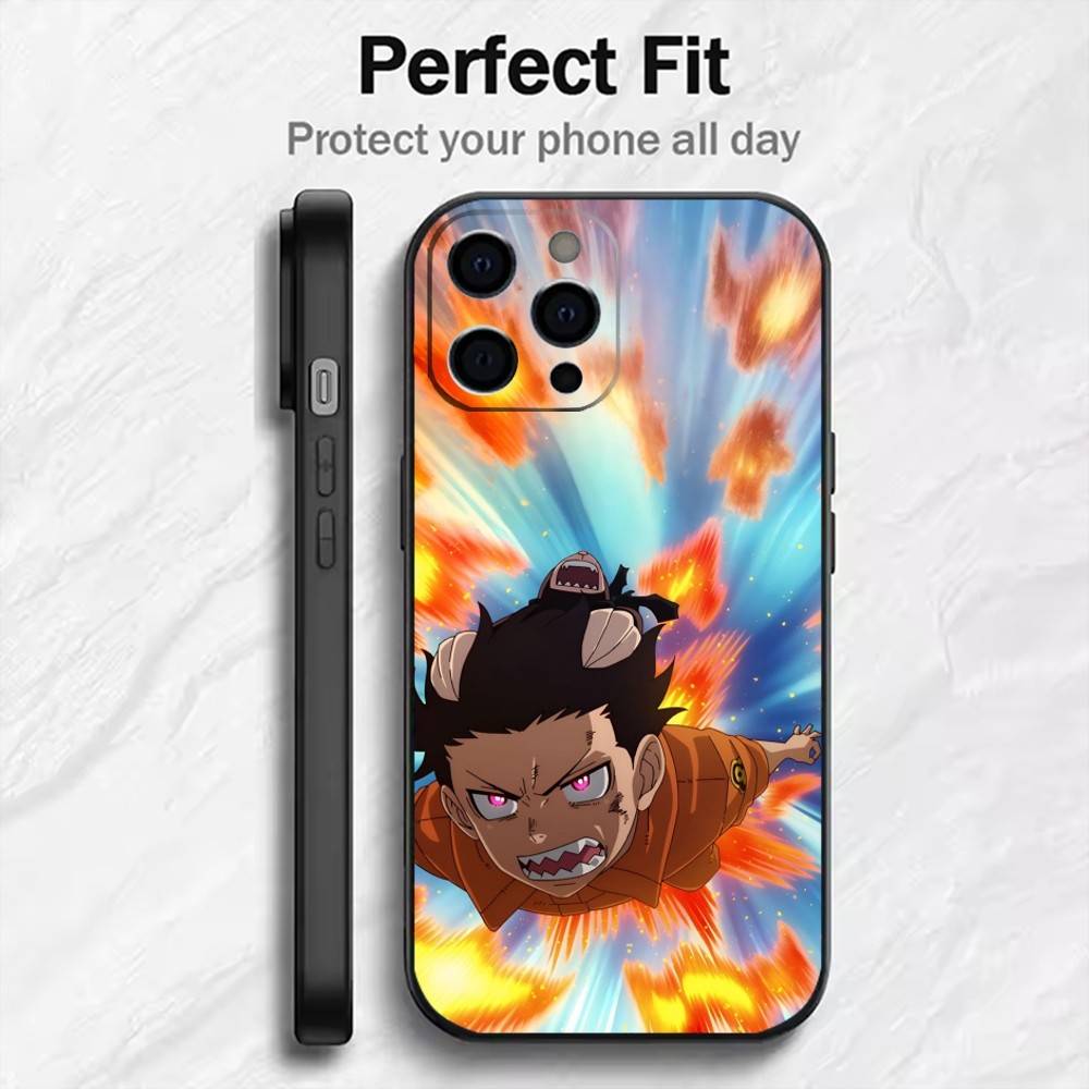 F-Fire F-Force Phone Case For iPhone17,16,15,14,13,12 Plus,Max Soft Silicone Black Cover