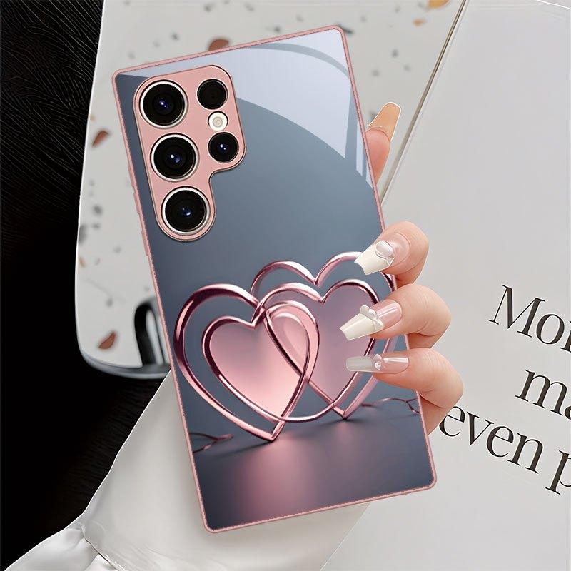 Double heart pattern phone case for Samsung Galaxy S26 S25 S24 S23 S21 S20 fe/plus/Ultra anti drop back cover