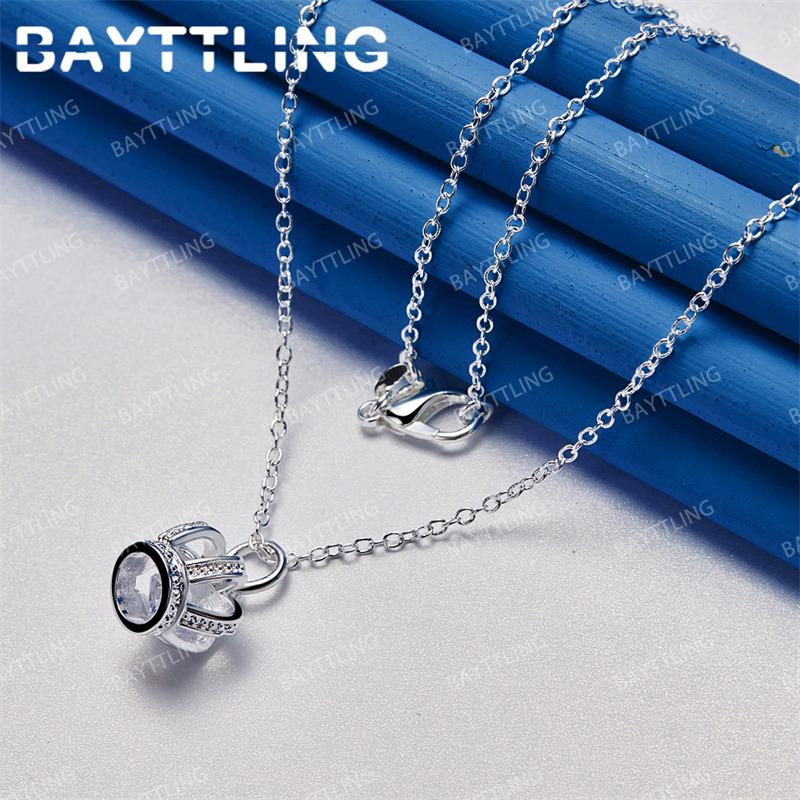 Fashion 925 Sterling Silver 16-30 Inch Exquisite Crown Dragonfly Pendant Necklace for Women Accessories Gift Engagement Jewelry