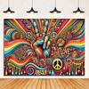 Colorful Hippie Bus Background Banner Bohemian Style Theme Backdrop Supplies Love And Peace Party Decorations Photography Props