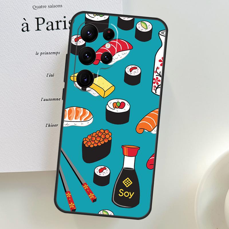 Японский кейс для еды Суши для Samsung Galaxy S26 Ultra S25 S24 S22 S21 S23 Ultra Plus S10 S20 S25 FE Чехол для телефона