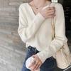 Women Autumn Korean Basic Casual Sweater V-Neck Long Sleeve Knitted Sweaters Solid Jumper Bottoming Pullovers Top
