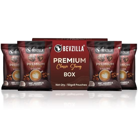 Bevzilla 400 грамм (50 г X 8 пакетиков) Премиальный Классический Крепкий Кофе в Порошке | На 50 Чашек | Лучший для Эспрессо, Латте