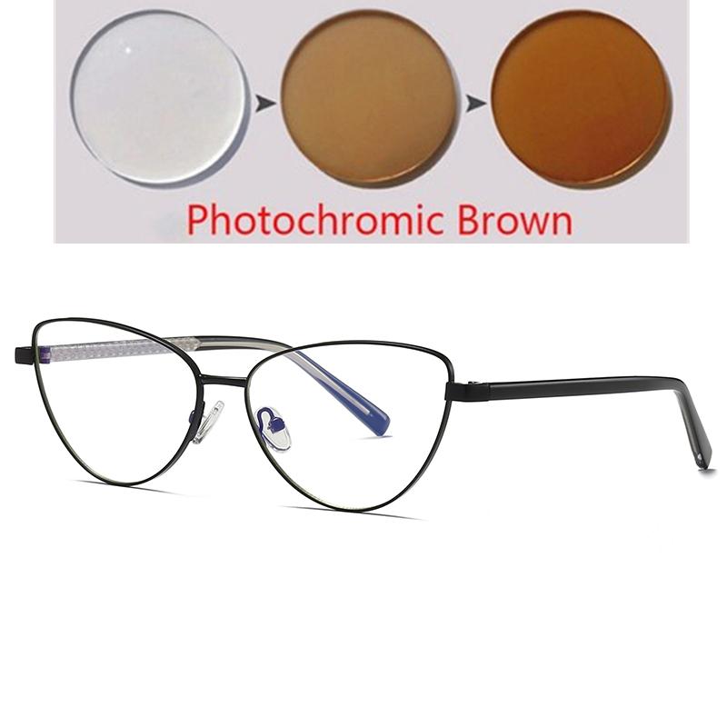 0 -0.5 -0.75 To -6.0 Blue Light Blocking Cat Eye Nearsighted Glasses For Women Metal Shortsighted Prescription Glasses Women