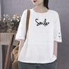 Summer Large Size Short Sleeve Pullovers Simple Letters Printed T-shirts Women Casual Cotton Shirts