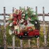 Рождественский венок с красным грузовиком и бантом из ягод ротанга, многоразовый праздник, в помещении, на открытом воздухе, окно, передняя дверь, подвесное искусственное украшение гирлянды