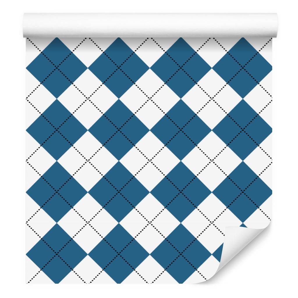 Wallpaper Basic Retro Checkered Blue, White and Light Gray 50x1000