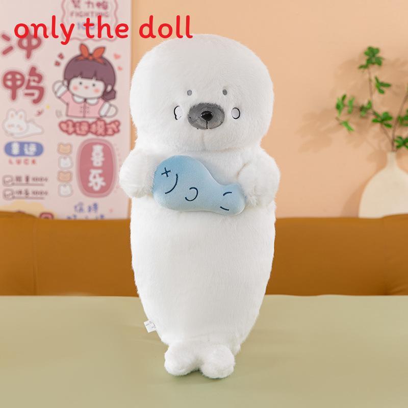 Cute Animal Plush Seal Cushion With Hat And Fish Design For Kids Sleep And Play