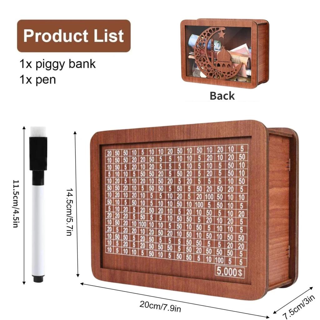 Копилка для сбережений евро 500/1000/2000/3000/5000/10000 долларов, деревянная копилка ручной работы с денежными целями и цифрами для детей и взрослых