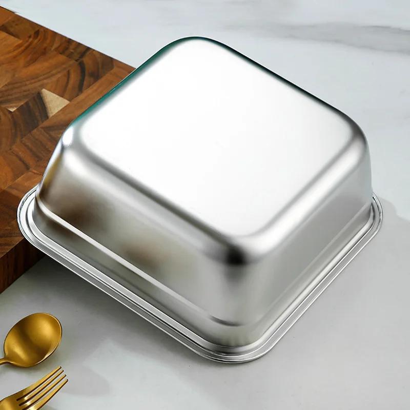 Корзина для слива овощей из нержавеющей стали, органайзер для хранения фруктов, квадратная миска для еды, поднос, кухонные принадлежности