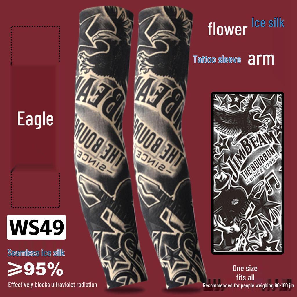 Рукава из ледяного шелка для защиты от солнца с татуировкой для мужчин и женщин - Летние для вождения, езды на велосипеде, с цветочным дизайном