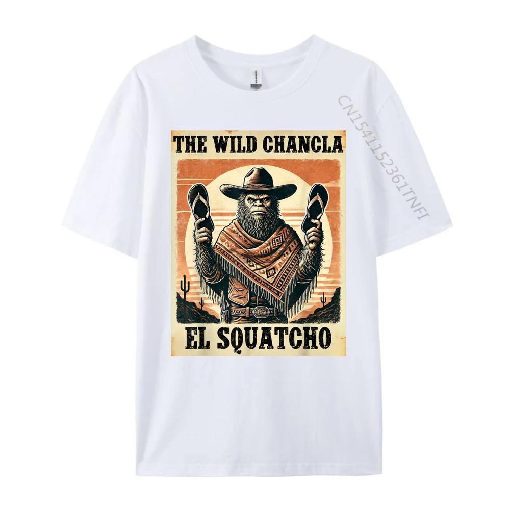 Funny Mexican Bigfoot El Squatcho The Wild Chancla Men's T-Shirts High Quality Vintage