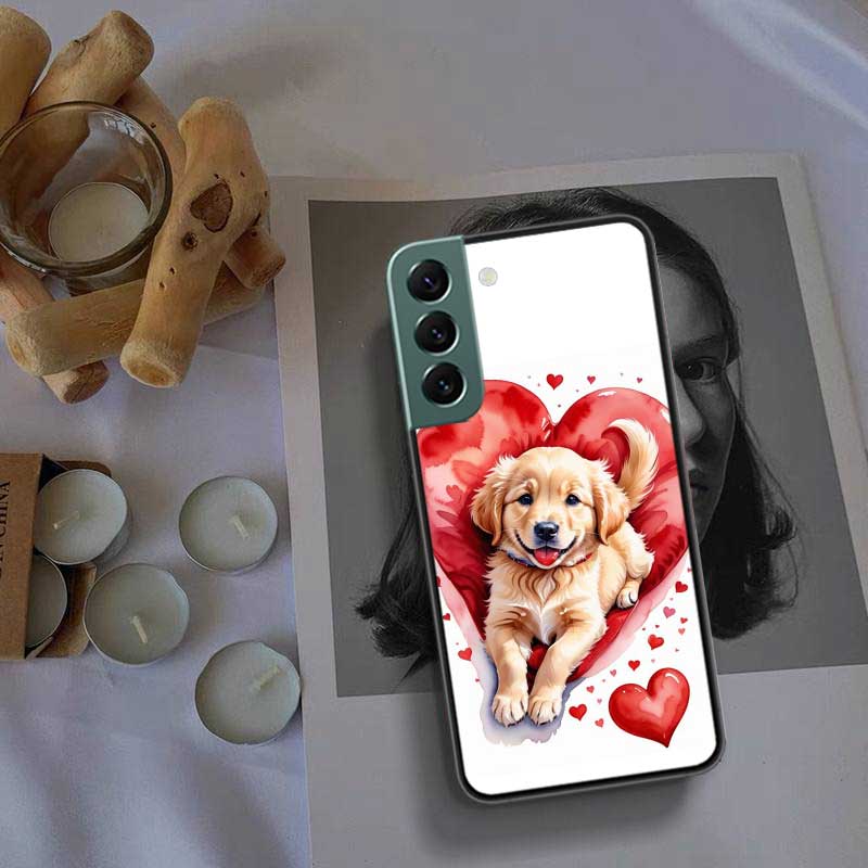 Lovely Puppy Heart Dogs Phone Case For Samsung Galaxy S22 S25 Ultra S21 S10 Plus S26 Edge S20 S23 S24 FE Cover Silicone Soft