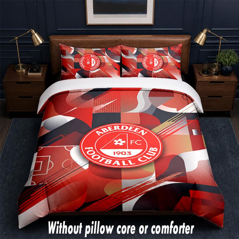 Aberdeen FC Design Bed Bedding Set 1 Duvet Cover + 2 Pillowcases Soft Breathable Household Bed Linens